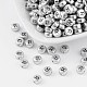 Silver Color Plated Acrylic Horizontal Hole Letter Beads UK-MACR-PB43C9070-R-1