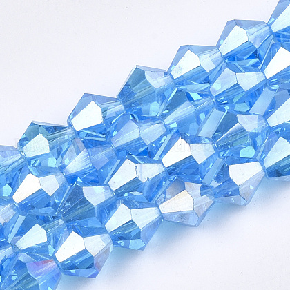 Electroplate Glass Beads Strands UK-EGLA-Q118-6mm-B05-1
