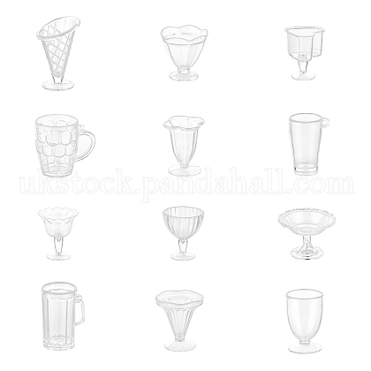 AHANDMAKER 12Pcs Transparent Plastic Food Play Cup Set UK-DIY-GA0003-21-1