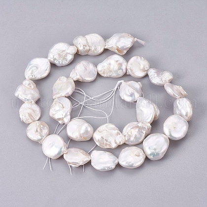Natural Baroque Pearl Keshi Pearl Beads Strands UK-PEAR-Q004-16-1