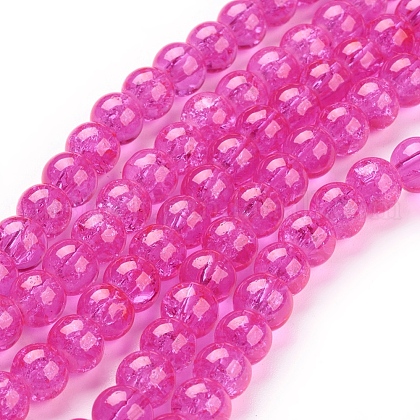 Spray Painted Crackle Glass Beads Strands UK-CCG-Q001-6mm-08-K-1