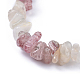 Natural White Moonstone & Strawberry Quartz Chip Stretch Bracelets UK-BJEW-JB04490-05-2