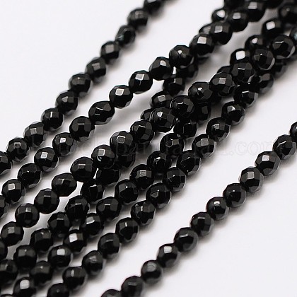 Natural Black Onyx Beads Strands UK-X-G-A129-3mm-25-1