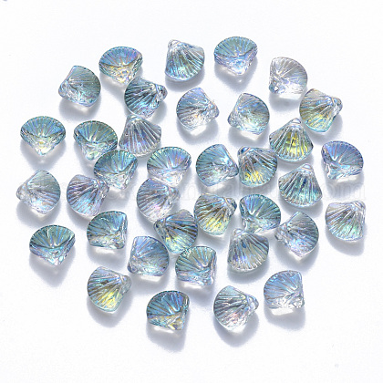 Transparent Spray Painted Glass Beads UK-GLAA-T016-05A-1