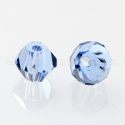 Faceted Bicone Transparent Glass Beads&nbsp;UK-GLAA-E019-3mm-07-1