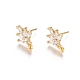 Brass Cubic Zirconia Stud Earring Findings UK-EJEW-E257-01G-2