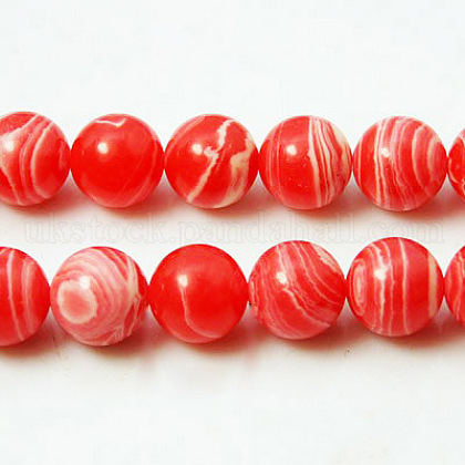 Synthetic Red Striped Agate Beads Strands UK-G-G090-8mm-3-K-1