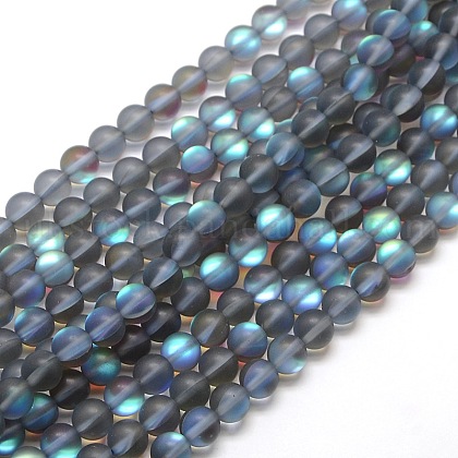Synthetic Moonstone Beads Strands UK-G-F142-6mm-02-1