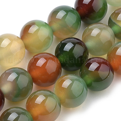 Natural Peacock Green Agate Beads Strands UK-G-S259-16-6mm-1