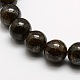 Round Natural Bronzite Beads Strands UK-G-P059B-01-2