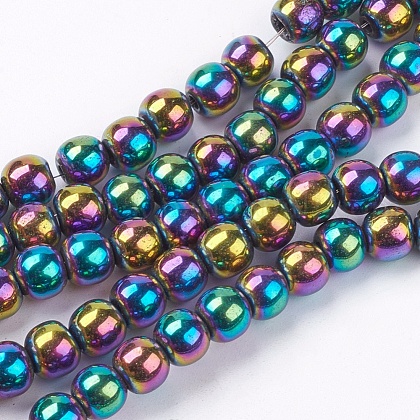 Non-magnetic Synthetic Hematite Beads Strands UK-G-S096-6mm-5-1