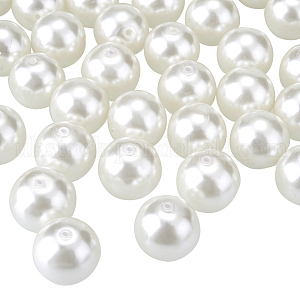 10mm About 100Pcs White Glass Pearl Round Beads Assortment Lot for Jewelry Making Round Box Kit UK-HY-PH0001-10mm-011