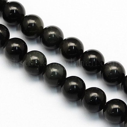 Natural Obsidian Round Beads Strands UK-G-S156-8mm-1