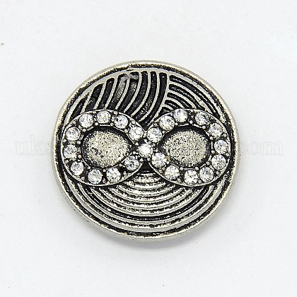 Eco-Friendly Zinc Alloy Flat Round with Infinity Jewelry Snap Buttons UK-SNAP-M054-06-FF-K-1