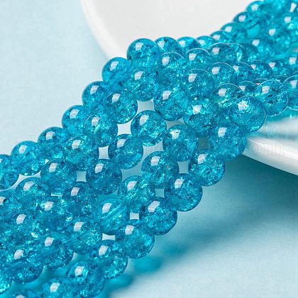 Crackle Glass Beads Strands UK-CCG-Q001-8mm-06-1