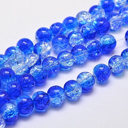 Two Tone Crackle Glass Round Bead Strands UK-GLAA-F034-10mm-01-1