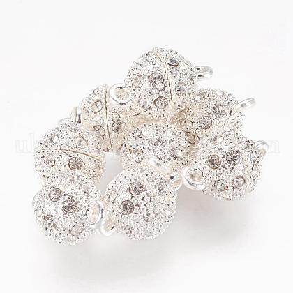 Alloy Rhinestone Magnetic Clasps with Loops UK-RB-H116-2-S-1