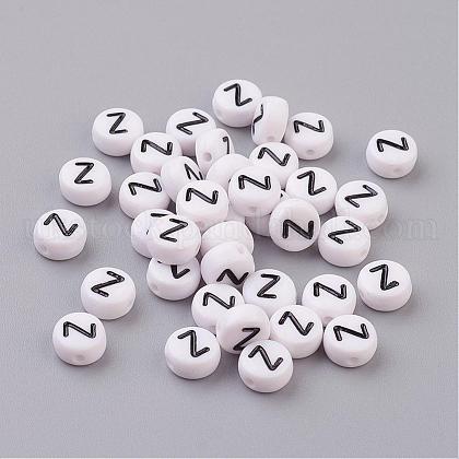 Flat Round with Letter Z Acrylic Beads UK-X-PL37C9070-Z-1