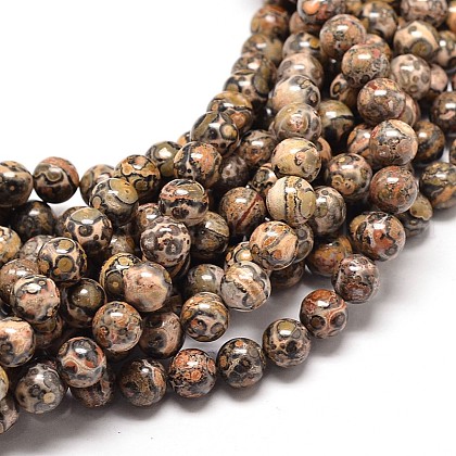Natural Leopardskin Beads Strands UK-G-P072-45-8mm-K-1