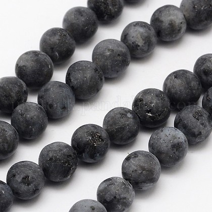 Natural Larvikite/Black Labradorite Beads Strands UK-G-D692-6mm-1
