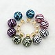 Printing Round Resin Beads Stud Earrings UK-EJEW-P052-M-K-1