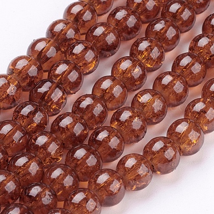Spray Painted Crackle Glass Beads Strands UK-CCG-Q001-6mm-16-K-1