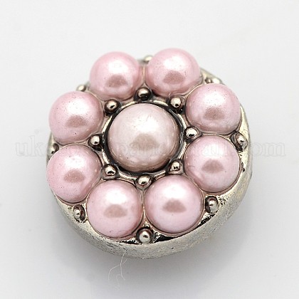 Flat Round Antique Silver Zinc Alloy Jewelry Snap Buttons UK-SNAP-O021-18C-NR-K-1