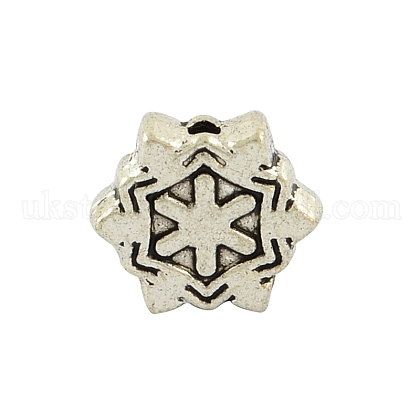 Tibetan Style Alloy Snowflake Beads UK-TIBEB-6033-AS-NR-1