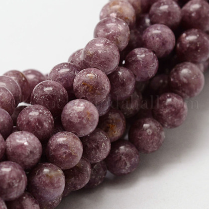 Natural Lepidolite/Purple Mica Stone Round Bead Strands UK-G-O143-03-8mm-1