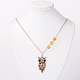 Tibetan Style Rhinestone Owl Pendant Necklaces UK-NJEW-JN00954-06-1