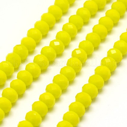 1 Strand Opaque Solid Yellow Color Crystal Glass Rondelle Beads Strands UK-X-EGLA-F046A-16-1