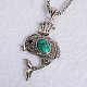 Antique Silver Plated Fashionable Retro Synthetic Turquoise Dolphin Jewelry Sets: Earrings & Bracelets & Necklace UK-SJEW-E044-02B-K-2