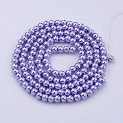 Glass Pearl Beads Strands UK-HY-6D-B25-1