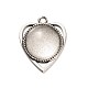 18x4mm Transparent Clear Glass Cabochons and Antique Silver Alloy Heart Pendant Cabochon Settings UK-DIY-X0183-AS-2