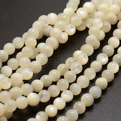 Round Natural Mother of Pearl Shell Beads Strands UK-BSHE-N006-02-4mm-K-1