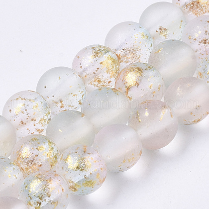 Frosted Spray Painted Glass Beads Strands UK-GLAA-N035-03B-C07-1