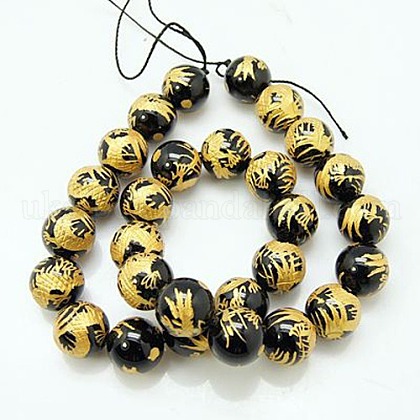 Natural Black Agate Beads Strands&nbsp;UK-G-Q852-10mm-1