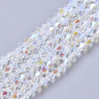 Electroplate Glass Beads Strands UK-EGLA-Q118-3mm-C17-1