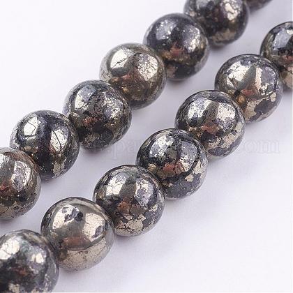 Natural Pyrite Beads Strands UK-G-P303-01-8mm-8-1