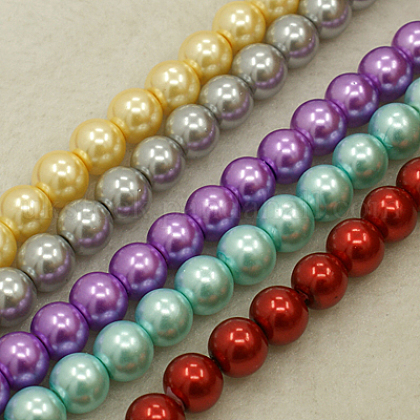 Glass Pearl Beads Strands UK-HYC001-1