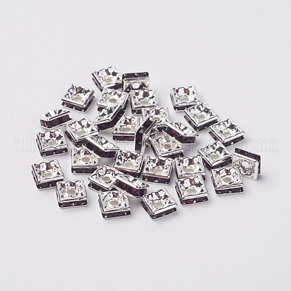 Brass Rhinestone Spacer Beads UK-RB-A013-6x6-11S-1