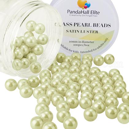 10mm About 100Pcs Glass Pearl Beads Tiny Satin Luster Loose Round Beads in One Box for Jewelry Making UK-HY-PH0001-10mm-012-1