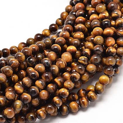 Natural Tiger Eye Beads Strands UK-G-P072-33-6mm-K-1