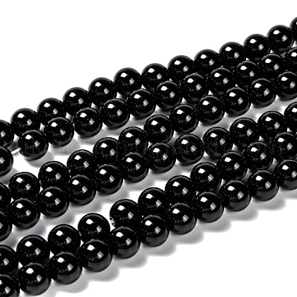 Natural Eyeless Obsidian Beads Strands UK-G-K123-06-8mm-1