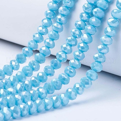Electroplate Glass Beads Strands UK-EGLA-A034-P4mm-B15-1