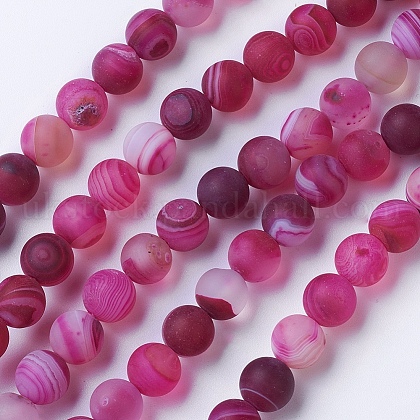 Natural Grade A Striped Agate/Banded Agate Beads Strands UK-G-E478-01-6mm-1