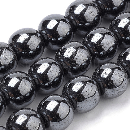 Non-magnetic Synthetic Hematite Beads Strands UK-G-S259-44-6mm-1