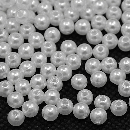 Imitated Pearl Acrylic Beads UK-PACR-6D-1-1