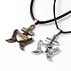 Heart with Wing Couples Leather Pendant Necklaces for Valentine's Day UK-NJEW-P127-040-K-1