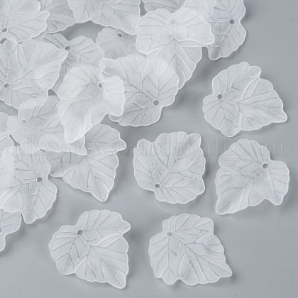Transparent Frosted Acrylic Leaf Pendants UK-X-PAF002Y-14-1